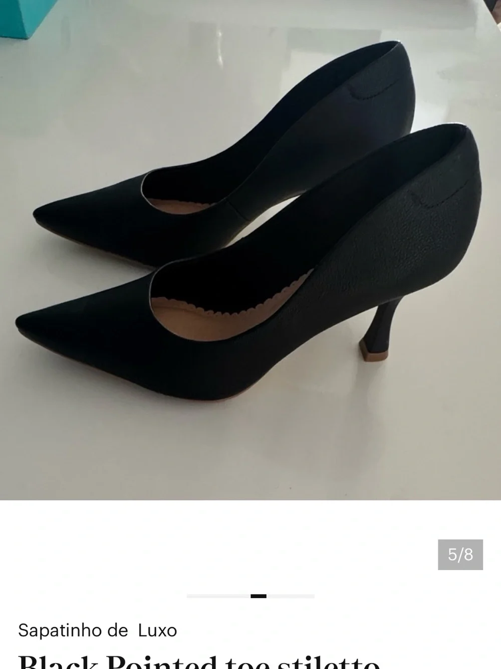 Black Leather Pointed Toe Heels Pumps size 6 classic comfort stylish elegant NIB